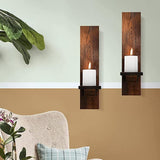 Maxbell Wall Sconce Candle Holder Wooden Wall Candle Sconce for Pathway Porch Office Brown