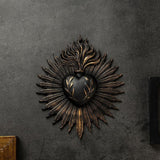 Maxbell Sacred Heart Resin Wall Decoration Wall Art Work for Housewarming Sacraments Black