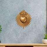 Maxbell Sacred Heart Resin Wall Decoration Wall Art Work for Housewarming Sacraments Gold