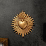 Maxbell Sacred Heart Resin Wall Decoration Wall Art Work for Housewarming Sacraments Gold
