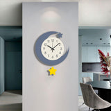 Maxbell Wall Clock Moon Shape Ideal Gift Home Decor for Living Room Entryway
