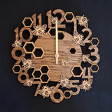 Maxbell Wooden Wall Clock 30cm Friend Gifts Easy Installation Retro Hanging Ornament Bee Pattern