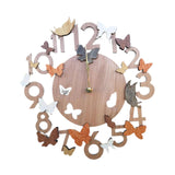 Maxbell Wooden Wall Clock 30cm Friend Gifts Easy Installation Retro Hanging Ornament Butterfly Pattern