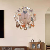 Maxbell Wooden Wall Clock 30cm Friend Gifts Easy Installation Retro Hanging Ornament Butterfly Pattern