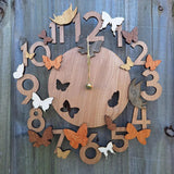 Maxbell Wooden Wall Clock 30cm Friend Gifts Easy Installation Retro Hanging Ornament Butterfly Pattern