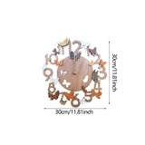 Maxbell Wooden Wall Clock 30cm Friend Gifts Easy Installation Retro Hanging Ornament Butterfly Pattern