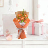 Maxbell Crochet Flower Bouquet Tabletop for Anniversary Photography Props Engagement Orange
