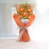 Maxbell Crochet Flower Bouquet Tabletop for Anniversary Photography Props Engagement Orange