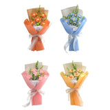 Maxbell Crochet Flower Bouquet Tabletop for Anniversary Photography Props Engagement Orange