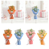 Maxbell Crochet Flower Bouquet Tabletop for Anniversary Photography Props Engagement Orange