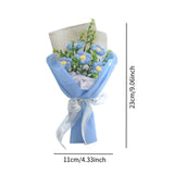 Maxbell Crochet Flower Bouquet Tabletop for Anniversary Photography Props Engagement Blue