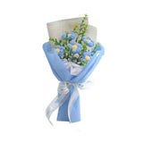 Maxbell Crochet Flower Bouquet Tabletop for Anniversary Photography Props Engagement Blue