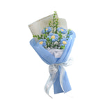 Maxbell Crochet Flower Bouquet Tabletop for Anniversary Photography Props Engagement Blue