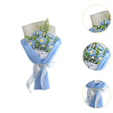 Maxbell Crochet Flower Bouquet Tabletop for Anniversary Photography Props Engagement Blue