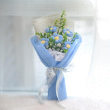 Maxbell Crochet Flower Bouquet Tabletop for Anniversary Photography Props Engagement Blue