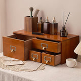 Maxbell Wooden Desk Organizer with Drawers Vintage for Toiletries Jewelry Stationary 4 Drawers