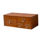 Maxbell Wooden Desk Organizer with Drawers Vintage for Toiletries Jewelry Stationary 4 Drawers