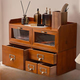 Maxbell Wooden Desk Organizer with Drawers Vintage for Toiletries Jewelry Stationary 4 Drawers