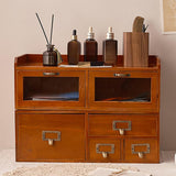 Maxbell Wooden Desk Organizer with Drawers Vintage for Toiletries Jewelry Stationary 4 Drawers