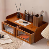Maxbell Wooden Desk Organizer with Drawers Vintage for Toiletries Jewelry Stationary 2 Drawers