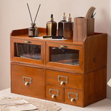 Maxbell Wooden Desk Organizer with Drawers Vintage for Toiletries Jewelry Stationary 2 Drawers