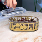 Maxbell Ramadan Tray with Lid Metal Candy Dish for Festive Atmosphere Dessert Family