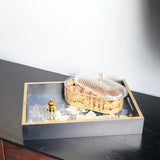 Maxbell Ramadan Tray with Lid Metal Candy Dish for Festive Atmosphere Dessert Family