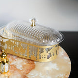 Maxbell Ramadan Tray with Lid Metal Candy Dish for Festive Atmosphere Dessert Family