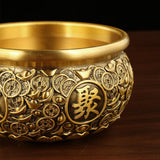 Maxbell Traditional Treasure Bowl Offering Bowl Desktop Ornament for Restaurant Shop 10x10x5.5cm