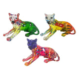Maxbell Leopard Statue Artwork Color Graffiti Sculpture for Farmhouse Indoor Desktop Green