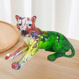 Maxbell Leopard Statue Artwork Color Graffiti Sculpture for Farmhouse Indoor Desktop Green