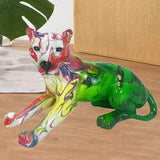 Maxbell Leopard Statue Artwork Color Graffiti Sculpture for Farmhouse Indoor Desktop Green