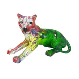 Maxbell Leopard Statue Artwork Color Graffiti Sculpture for Farmhouse Indoor Desktop Green