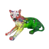 Maxbell Leopard Statue Artwork Color Graffiti Sculpture for Farmhouse Indoor Desktop Green