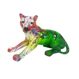 Maxbell Leopard Statue Artwork Color Graffiti Sculpture for Farmhouse Indoor Desktop Green