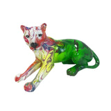 Maxbell Leopard Statue Artwork Color Graffiti Sculpture for Farmhouse Indoor Desktop Green
