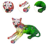 Maxbell Leopard Statue Artwork Color Graffiti Sculpture for Farmhouse Indoor Desktop Green