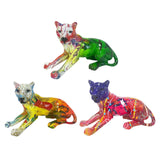 Maxbell Leopard Statue Artwork Color Graffiti Sculpture for Farmhouse Indoor Desktop Green