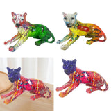 Maxbell Leopard Statue Artwork Color Graffiti Sculpture for Farmhouse Indoor Desktop Green