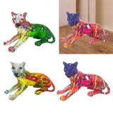 Maxbell Leopard Statue Artwork Color Graffiti Sculpture for Farmhouse Indoor Desktop Green