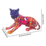 Maxbell Leopard Statue Artwork Color Graffiti Sculpture for Farmhouse Indoor Desktop Red