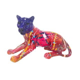 Maxbell Leopard Statue Artwork Color Graffiti Sculpture for Farmhouse Indoor Desktop Red