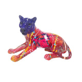 Maxbell Leopard Statue Artwork Color Graffiti Sculpture for Farmhouse Indoor Desktop Red