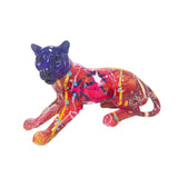 Maxbell Leopard Statue Artwork Color Graffiti Sculpture for Farmhouse Indoor Desktop Red