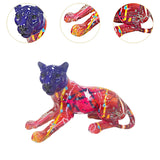 Maxbell Leopard Statue Artwork Color Graffiti Sculpture for Farmhouse Indoor Desktop Red