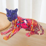 Maxbell Leopard Statue Artwork Color Graffiti Sculpture for Farmhouse Indoor Desktop Red