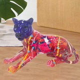 Maxbell Leopard Statue Artwork Color Graffiti Sculpture for Farmhouse Indoor Desktop Red