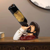 Maxbell Wine Bottle Holder Resin Figurine Wine Rack for Household Cabinet Decoration