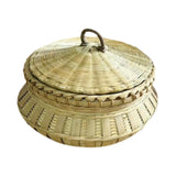 Maxbell Bamboo Woven Basket Fruit Handmade Household Desktop Storage Basket with Lid Natural color
