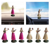 Maxbell Girl in Skirt Statue Artwork Resin Figurine with Base for Office Shelf Study Red Dancing